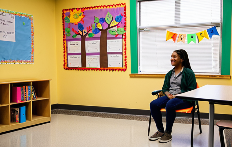 **Open Dialogue in Schools**
- Prompt: "A warm and inviting school counseling room where a social worker is engaging in an open dialogue with a student. The atmosphere should feel safe and supportive, with colorful decorations and comfortable seating, capturing the essence of trust and communication."